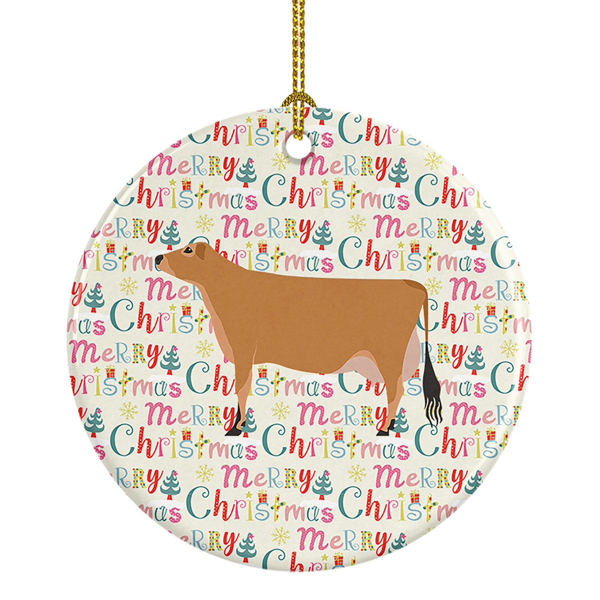 Buy this Jersey Cow Christmas Ceramic Ornament
