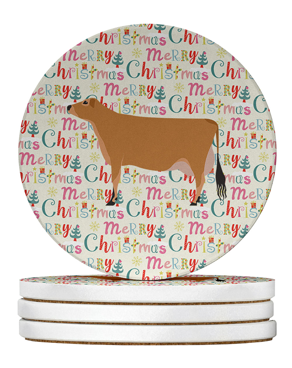 Buy this Jersey Cow Christmas Large Sandstone Coasters Pack of 4