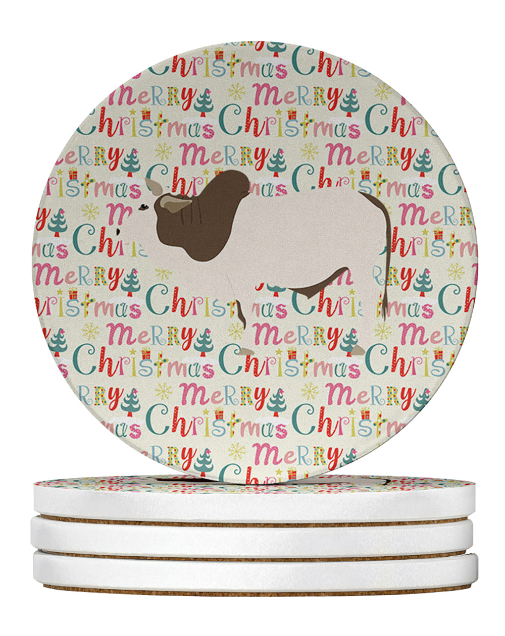 Buy this Malvi Cow Christmas Large Sandstone Coasters Pack of 4