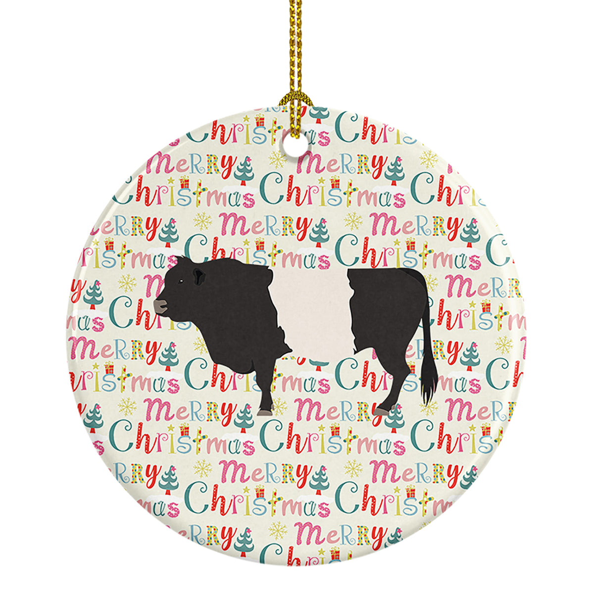 Buy this Belted Galloway Cow Christmas Ceramic Ornament