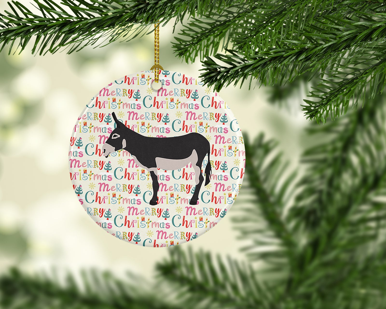 Caroline's Treasures American Mammoth Jack Donkey Christmas Ceramic Ornament