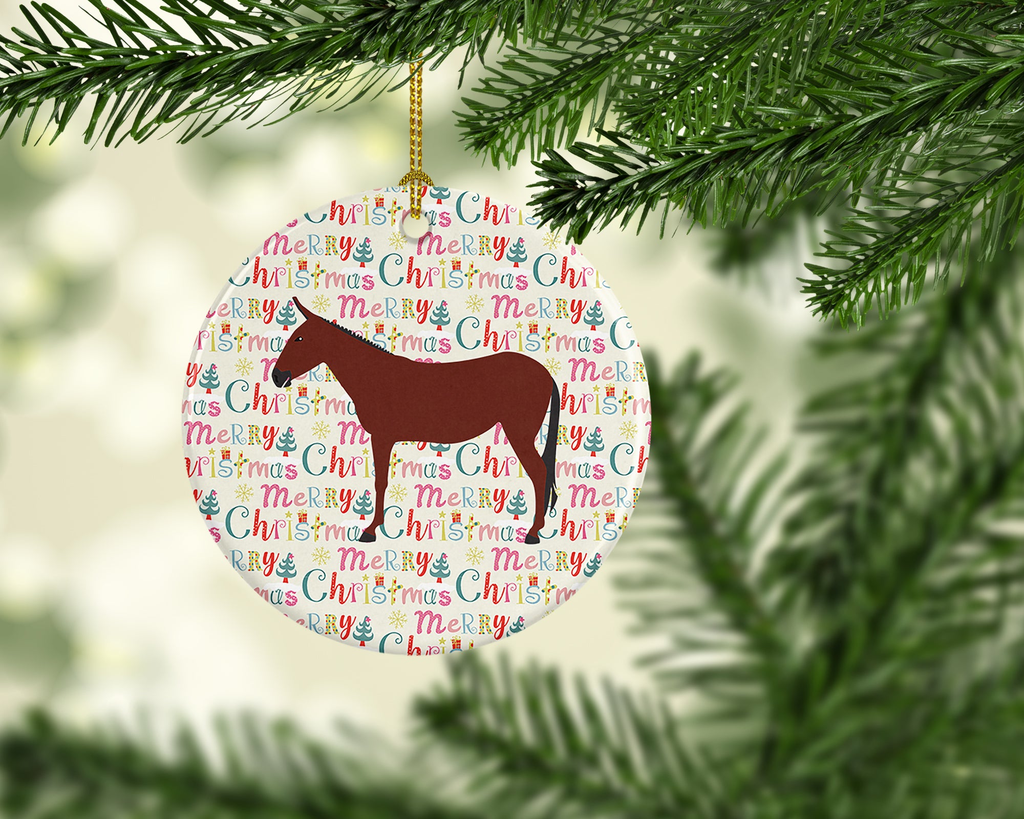 Hinny Horse Donkey Christmas Ceramic Ornament - the-store.com