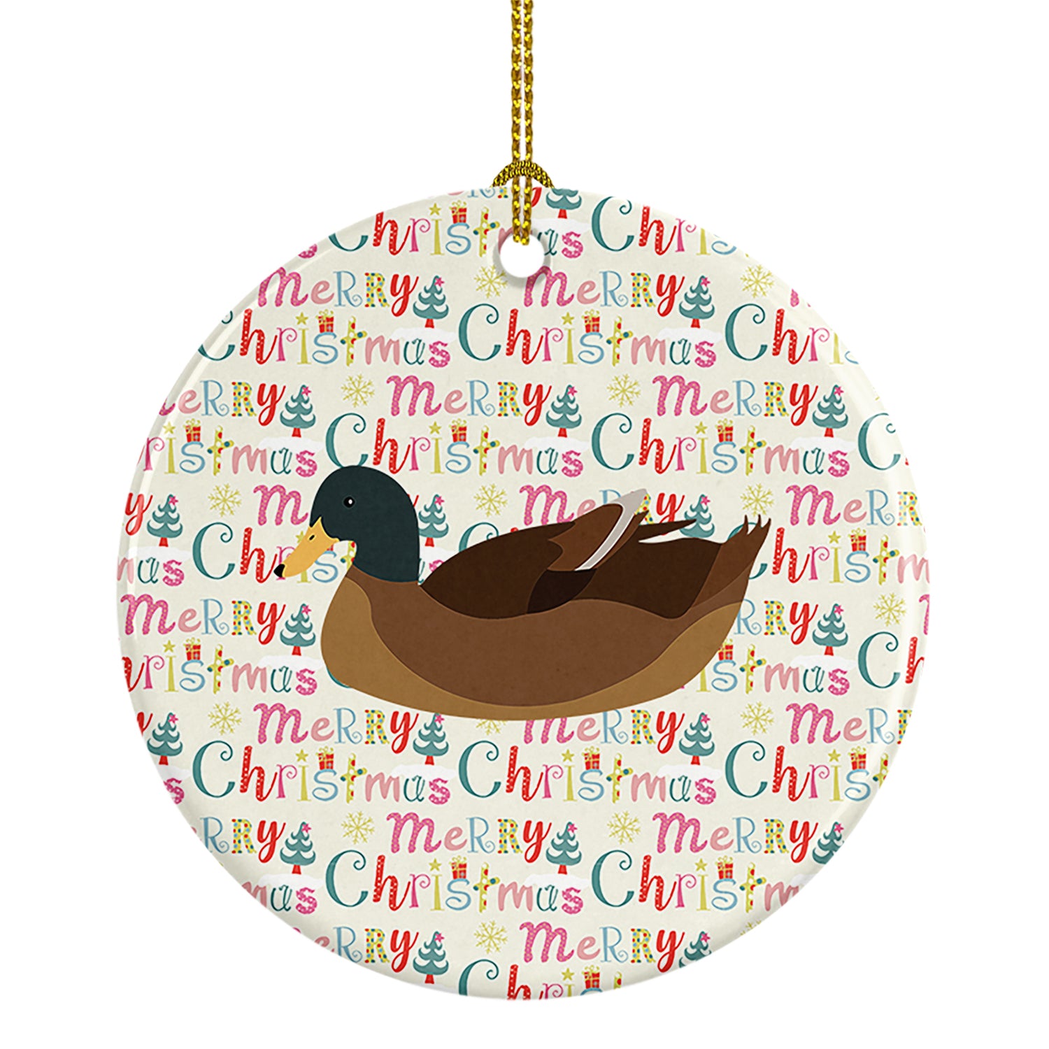 Buy this Khaki Campbell Duck Christmas Ceramic Ornament