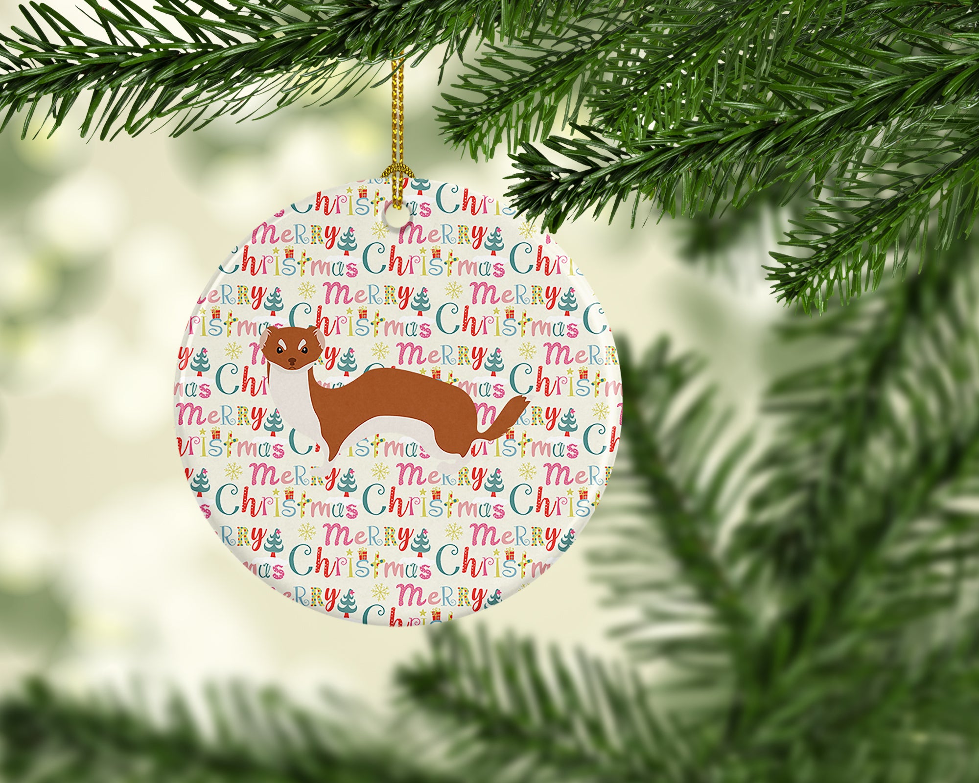 Buy this Weasel Christmas Ceramic Ornament