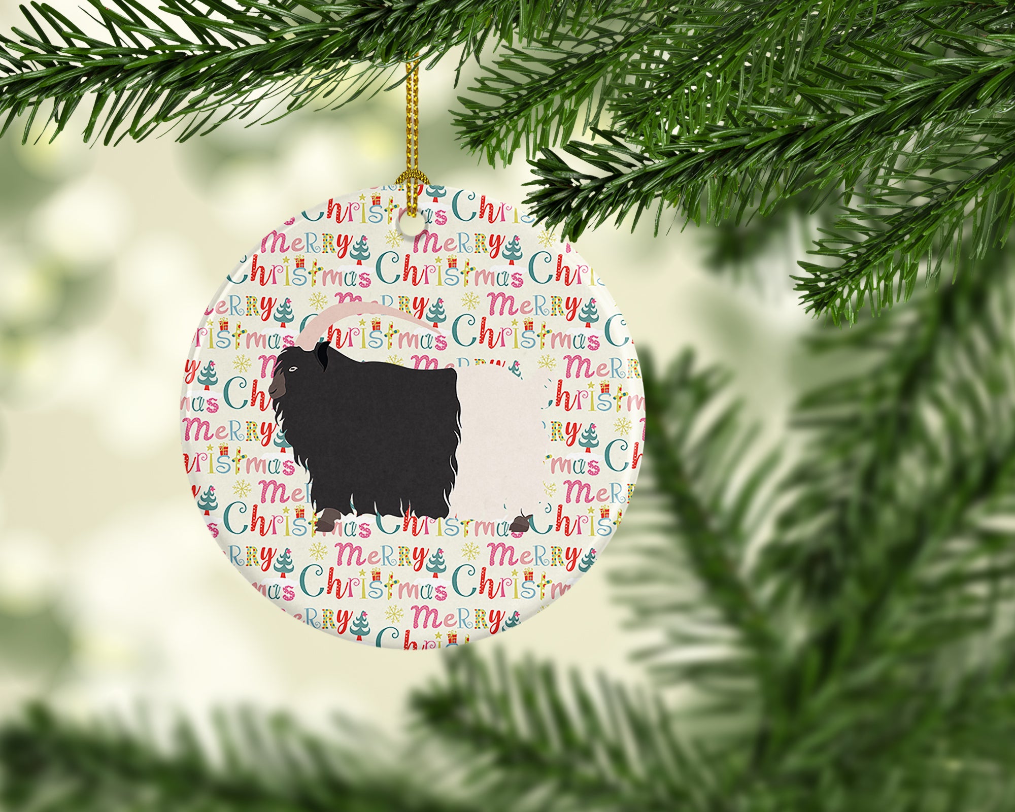 Welsh Black-Necked Goat Christmas Ceramic Ornament - the-store.com