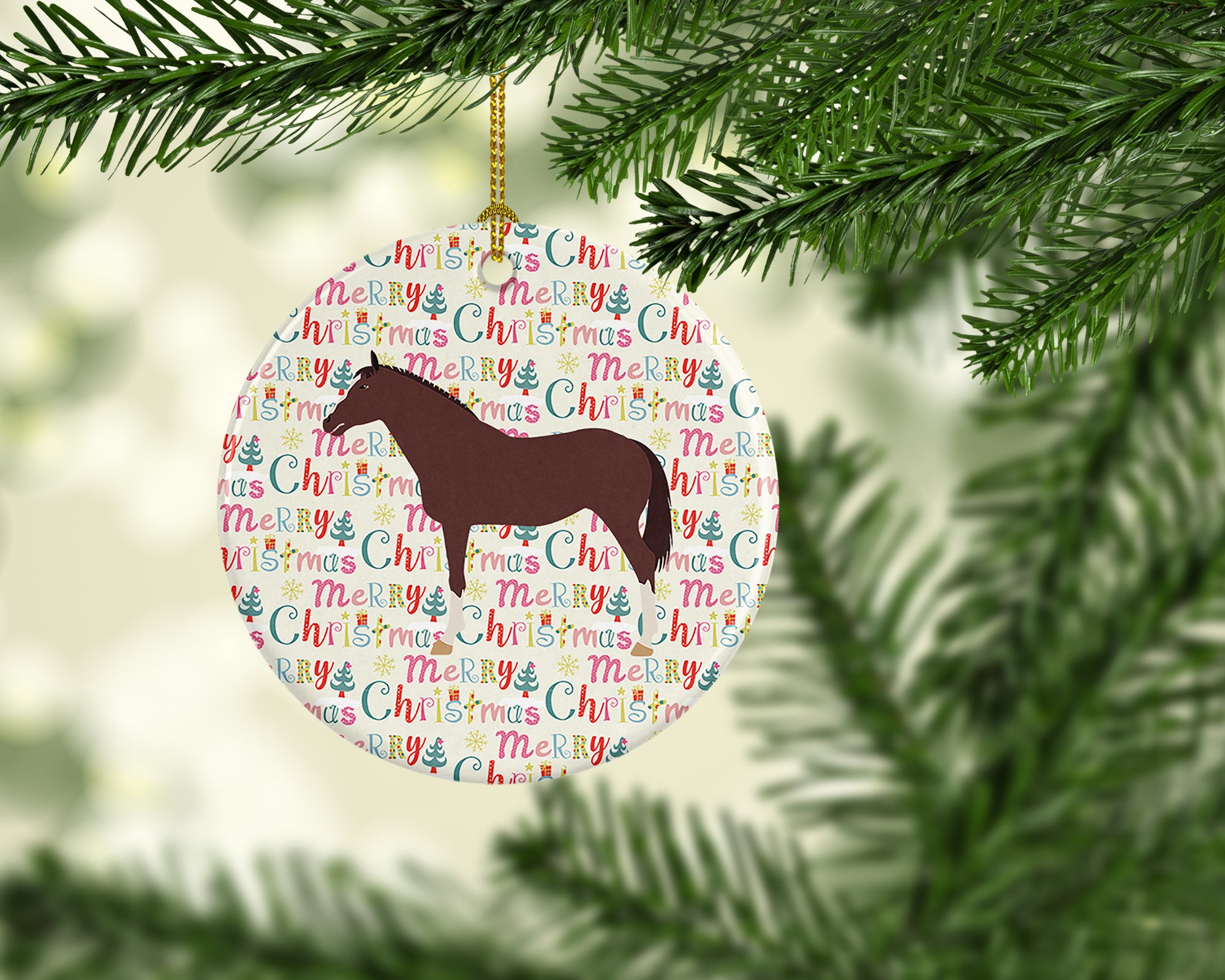 English Thoroughbred Horse Christmas Ceramic Ornament - the-store.com