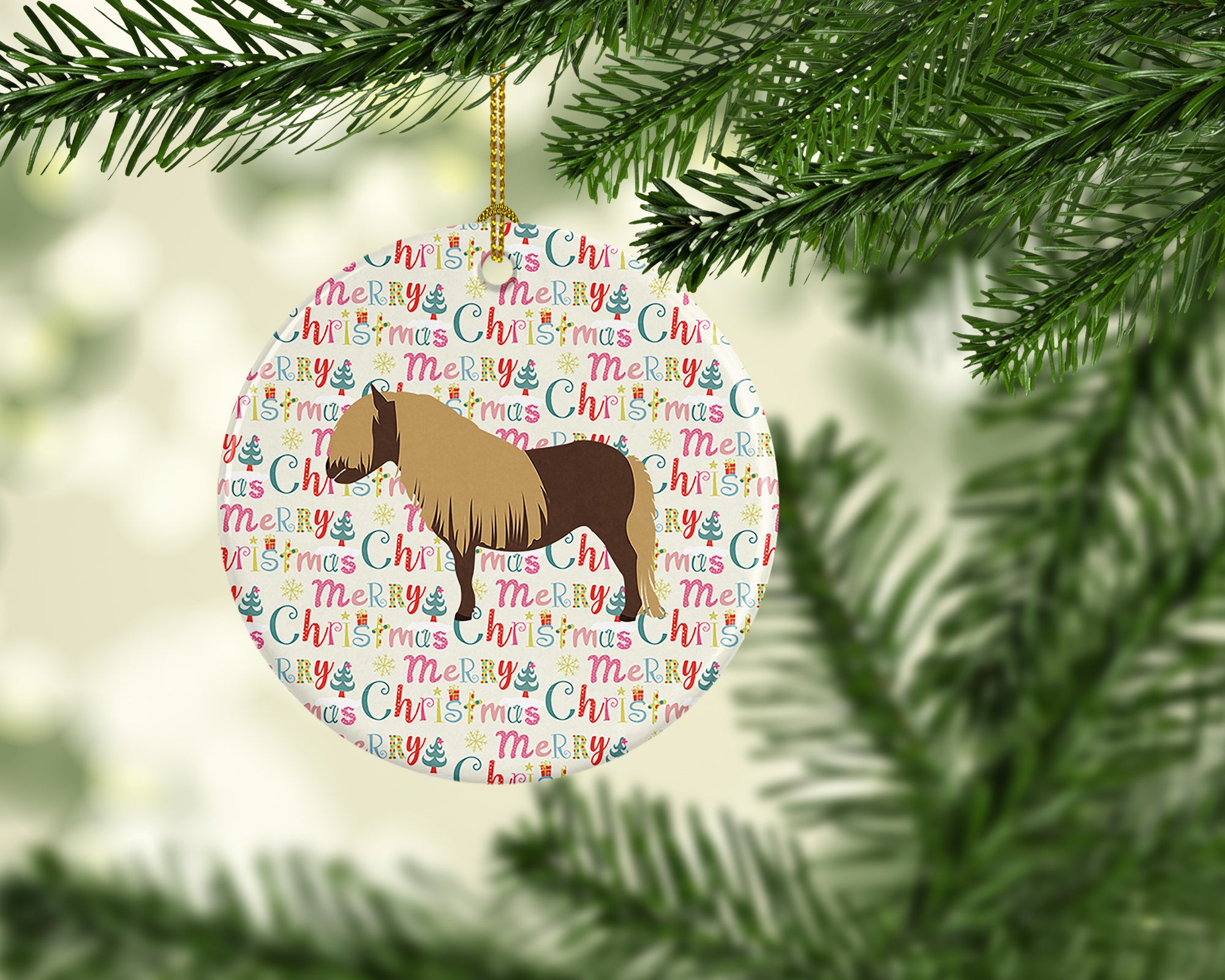 Shetland Pony Horse Christmas Ceramic Ornament - the-store.com