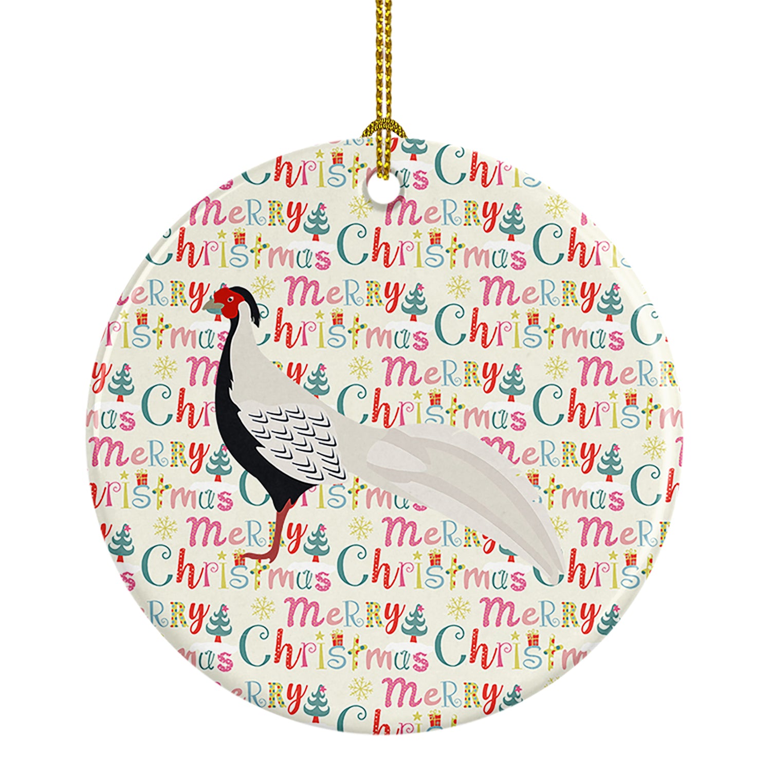Buy this Silver Pheasant Christmas Ceramic Ornament
