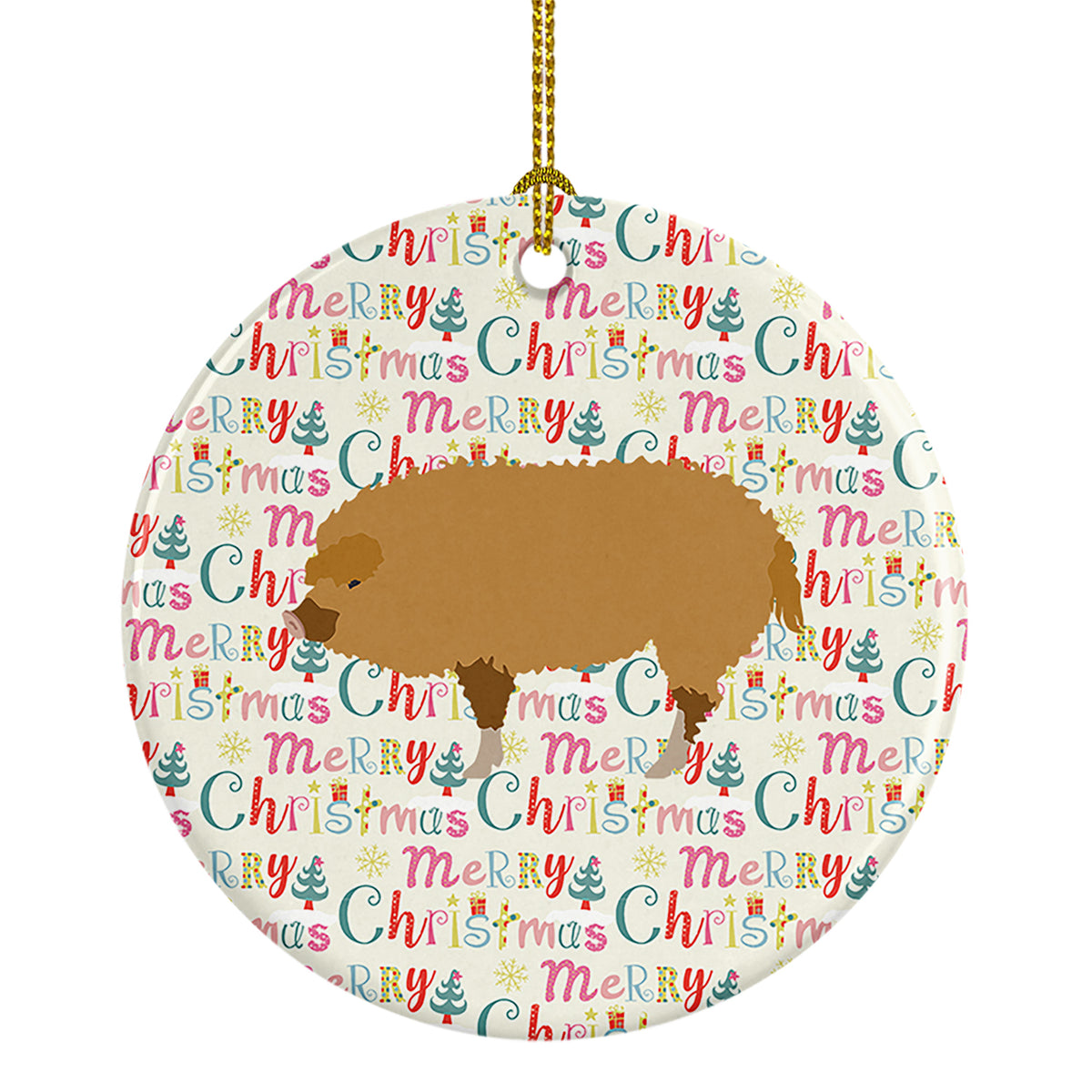 Buy this Hungarian Mangalica Pig Christmas Ceramic Ornament