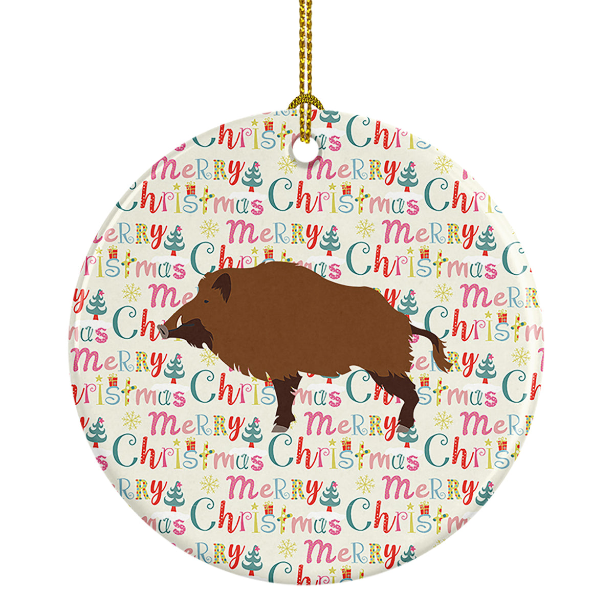 Buy this Wild Boar Pig Christmas Ceramic Ornament