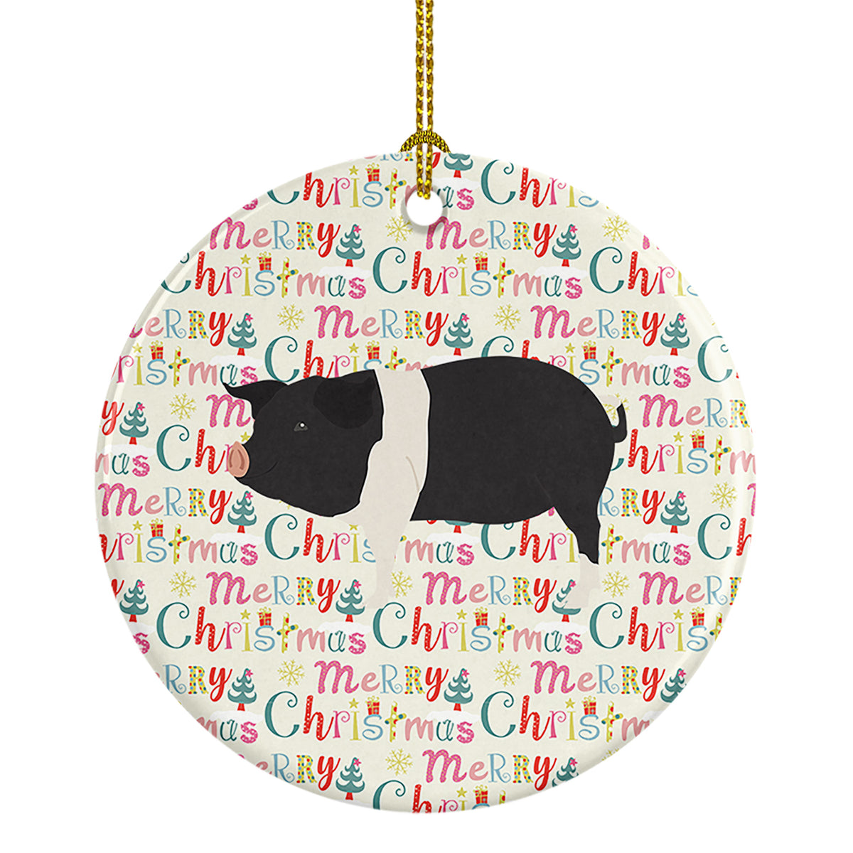 Buy this Hampshire Pig Christmas Ceramic Ornament