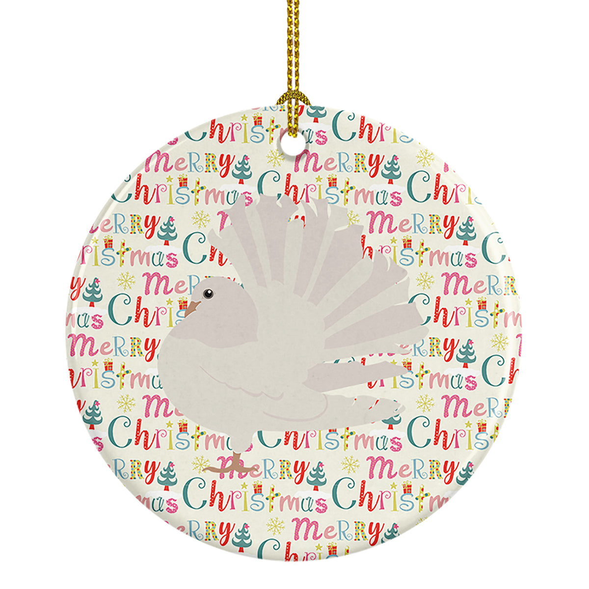 Buy this Silver Fantail Pigeon Christmas Ceramic Ornament