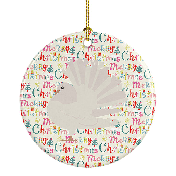 Buy this Silver Fantail Pigeon Christmas Ceramic Ornament