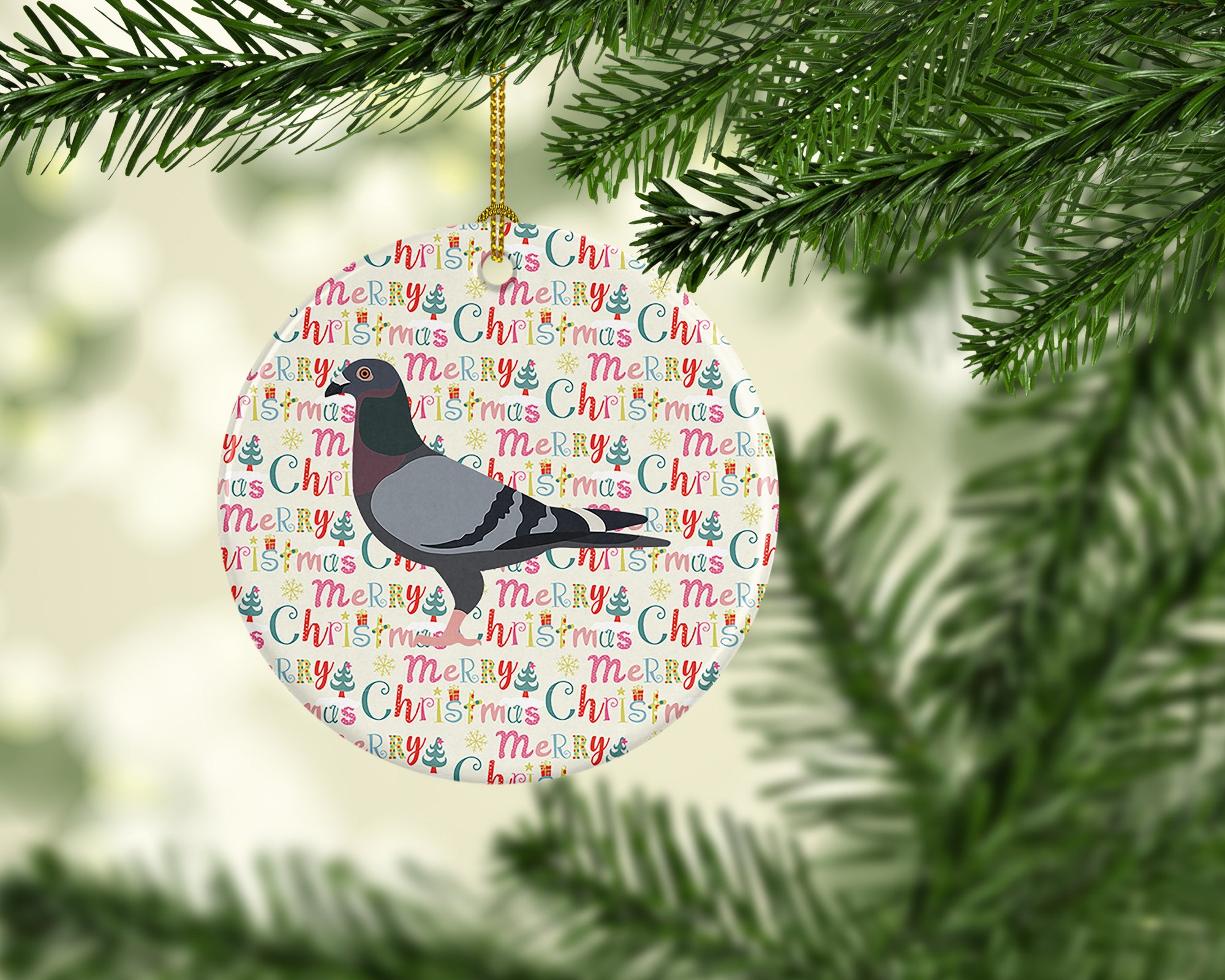 Racing Pigeon Christmas Ceramic Ornament - the-store.com