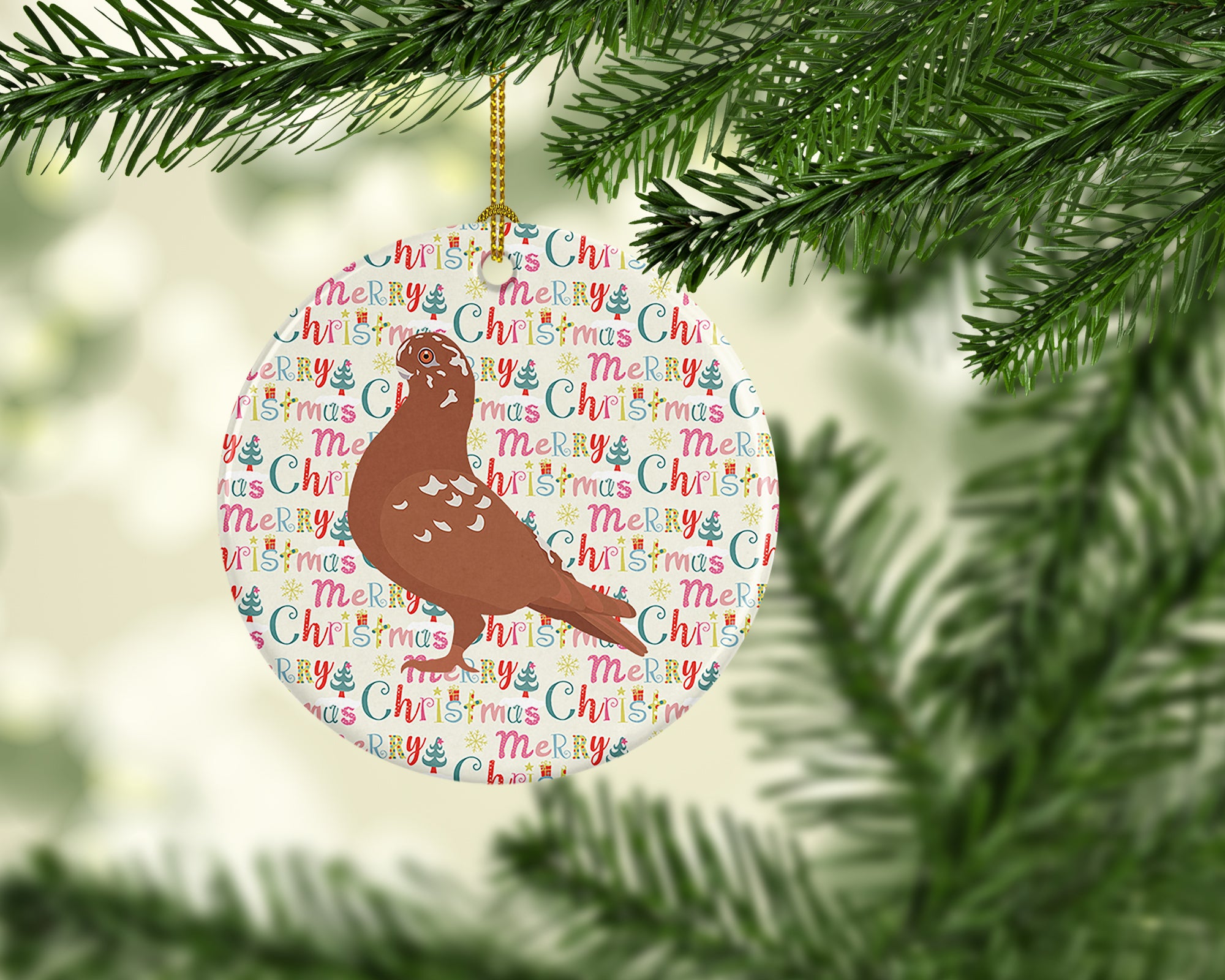 African Owl Pigeon Christmas Ceramic Ornament - the-store.com