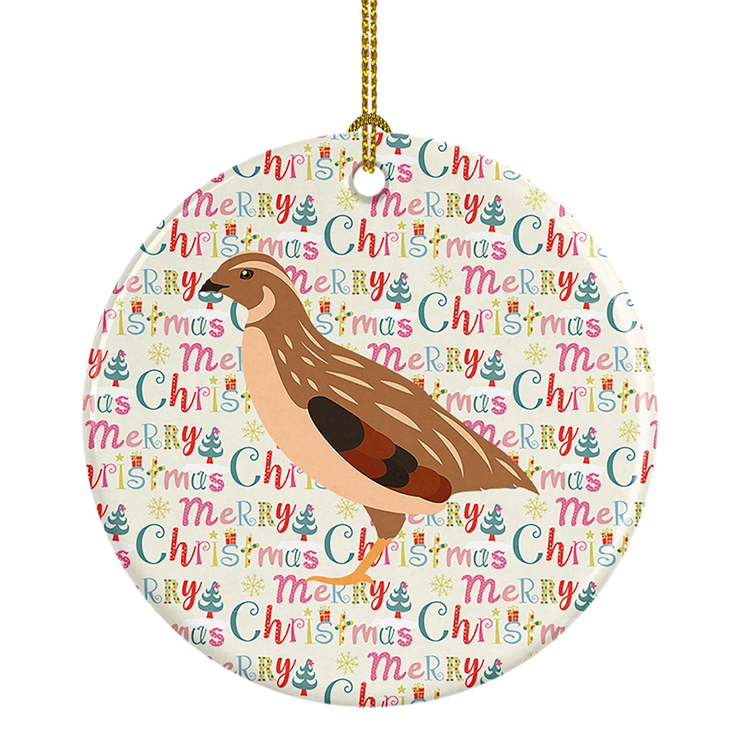 Buy this Golden Phoenix Quail Christmas Ceramic Ornament