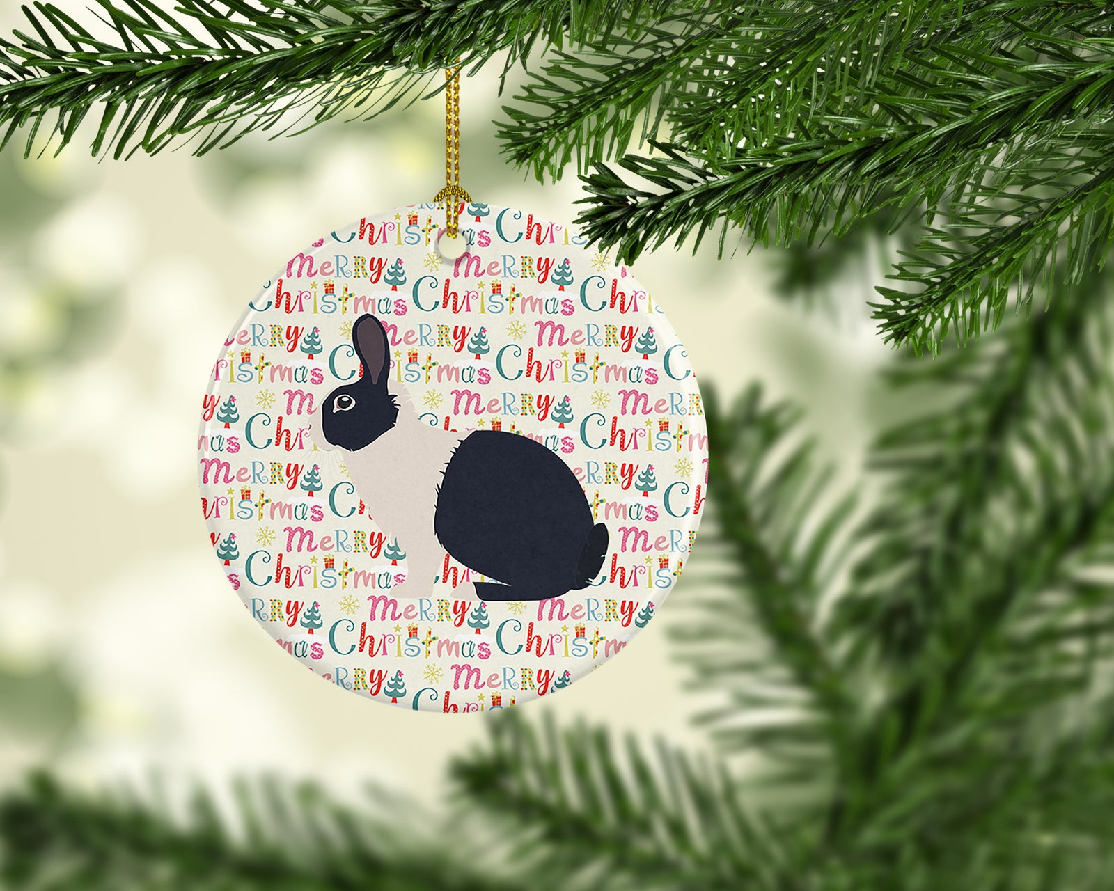 Caroline's Treasures Dutch Rabbit Christmas Ceramic Ornament