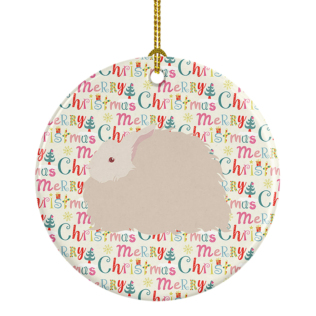 Buy this Fluffy Angora Rabbit Christmas Ceramic Ornament