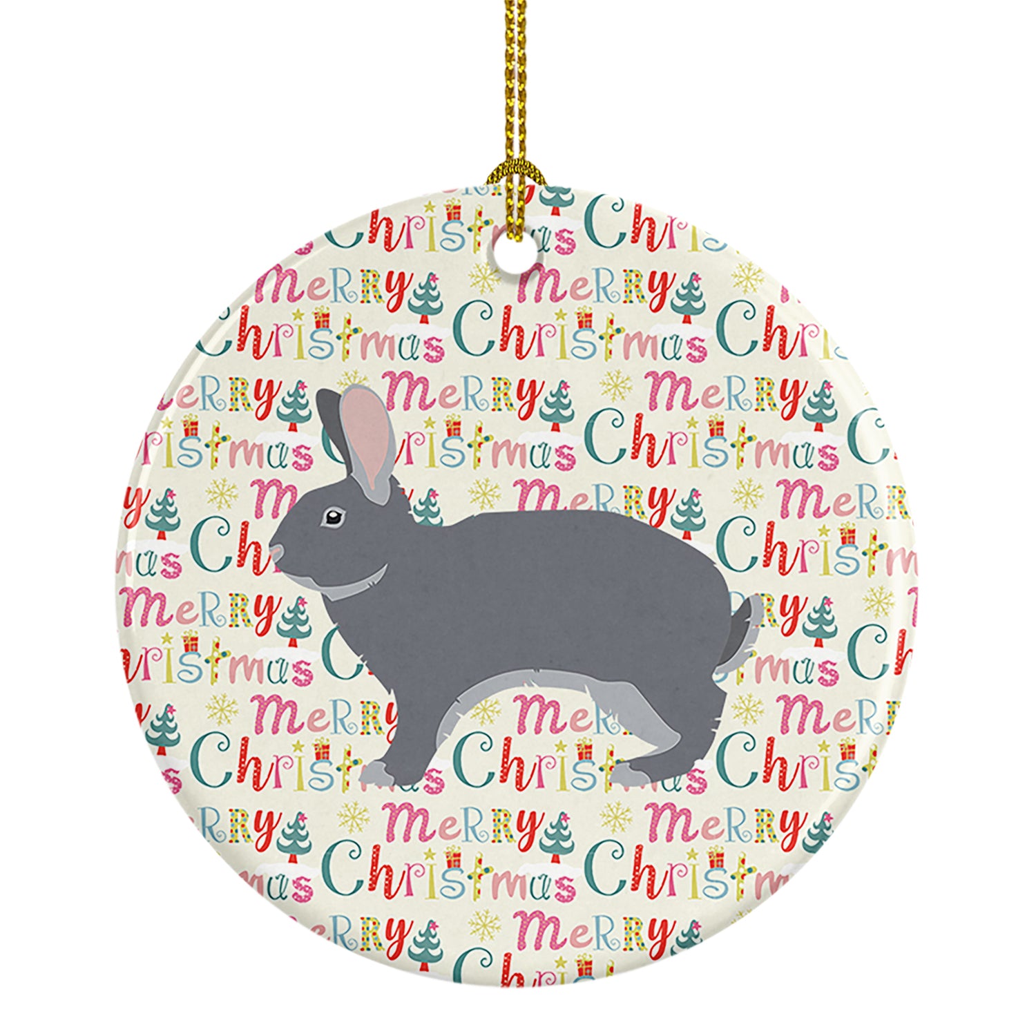 Buy this Giant Chinchilla Rabbit Christmas Ceramic Ornament