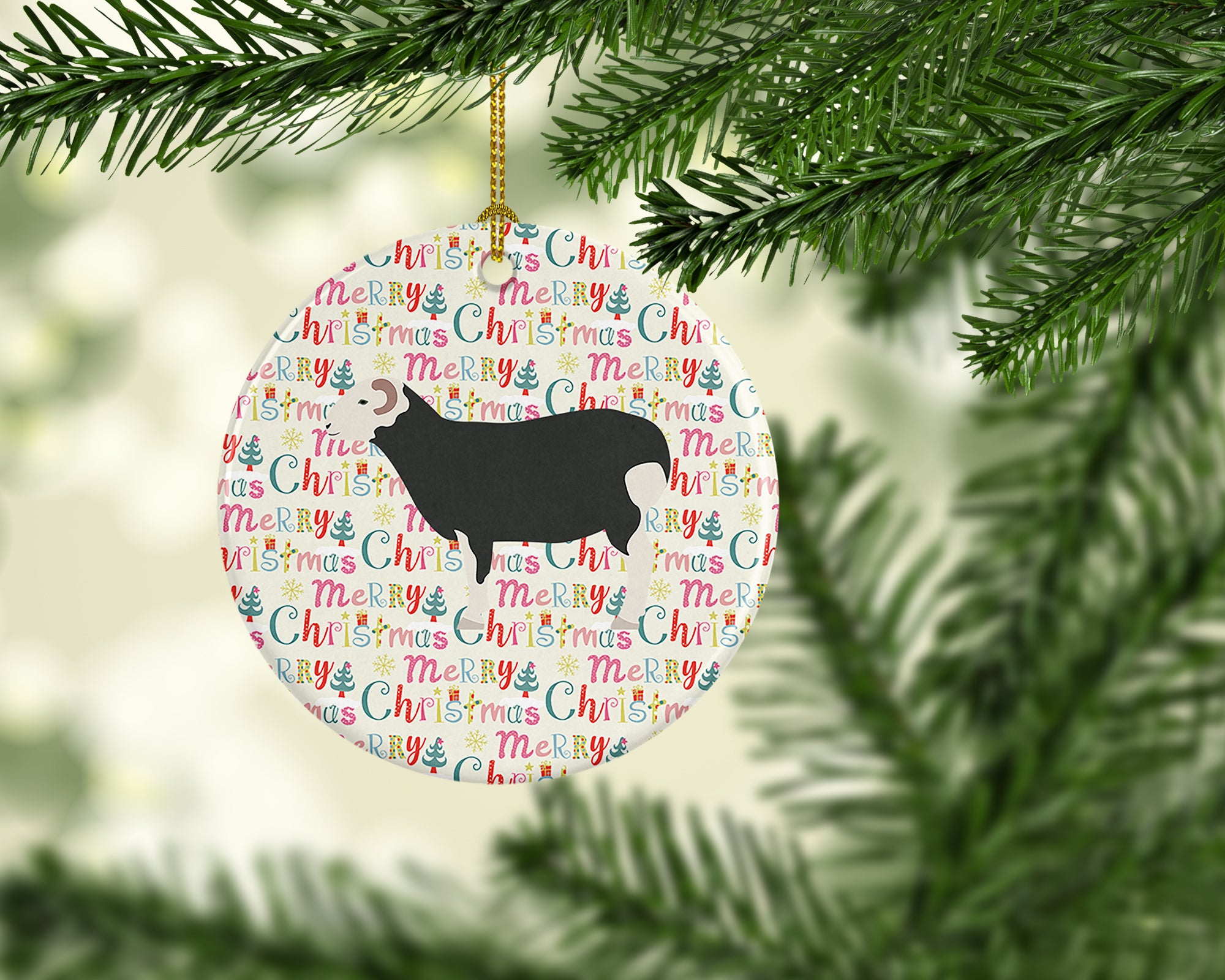 Buy this Herwick Sheep Christmas Ceramic Ornament