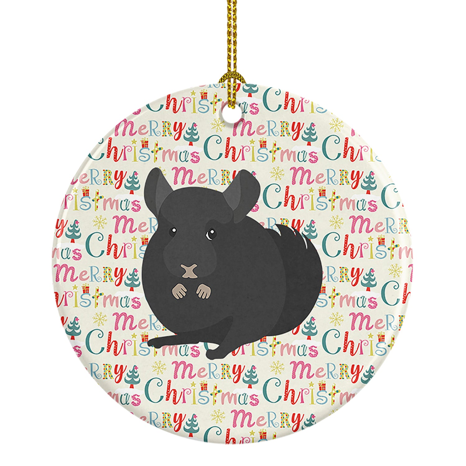 Buy this Charcoal Chinchilla Christmas Ceramic Ornament