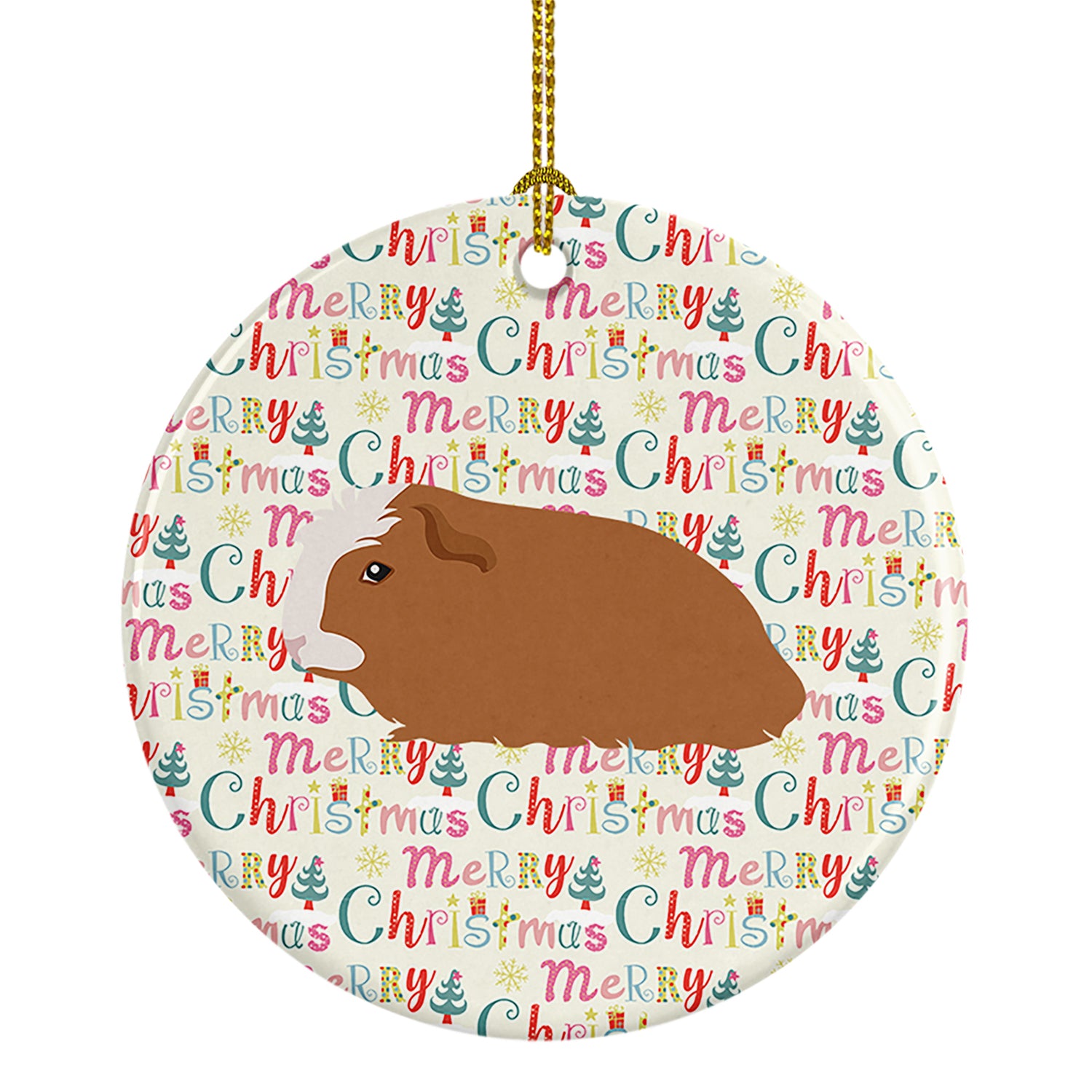 Buy this Crested Guinea Pig Christmas Ceramic Ornament