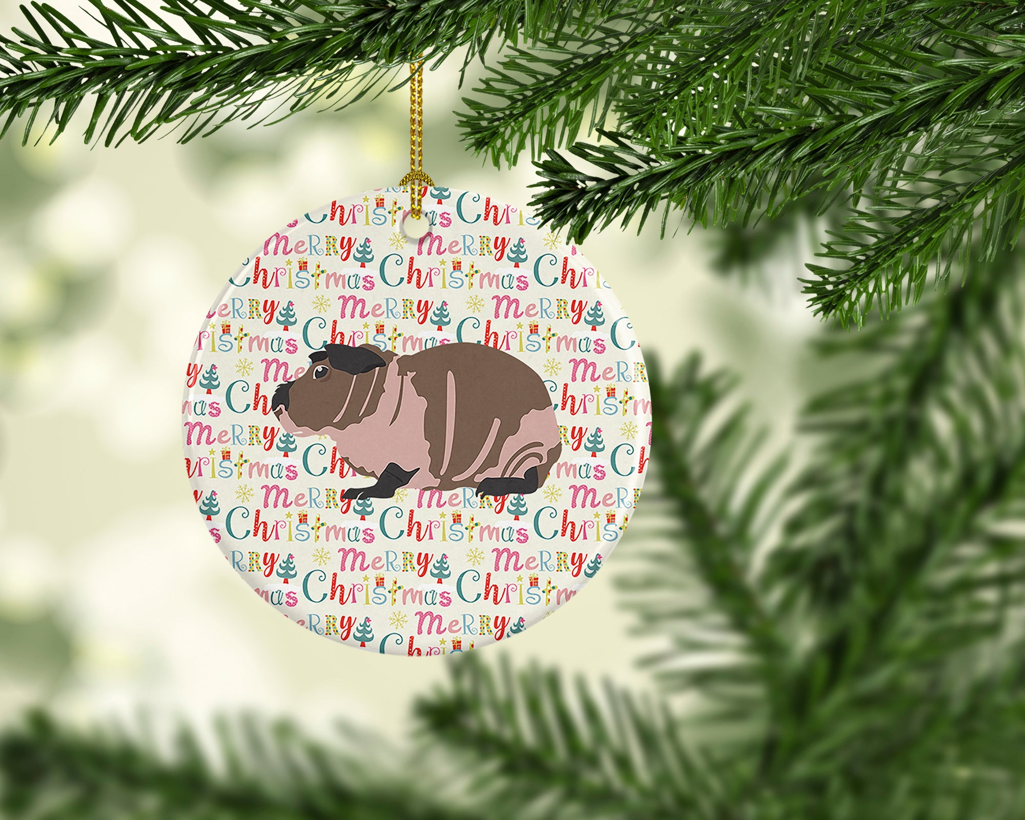 Buy this Skinny Guinea Pig Christmas Ceramic Ornament