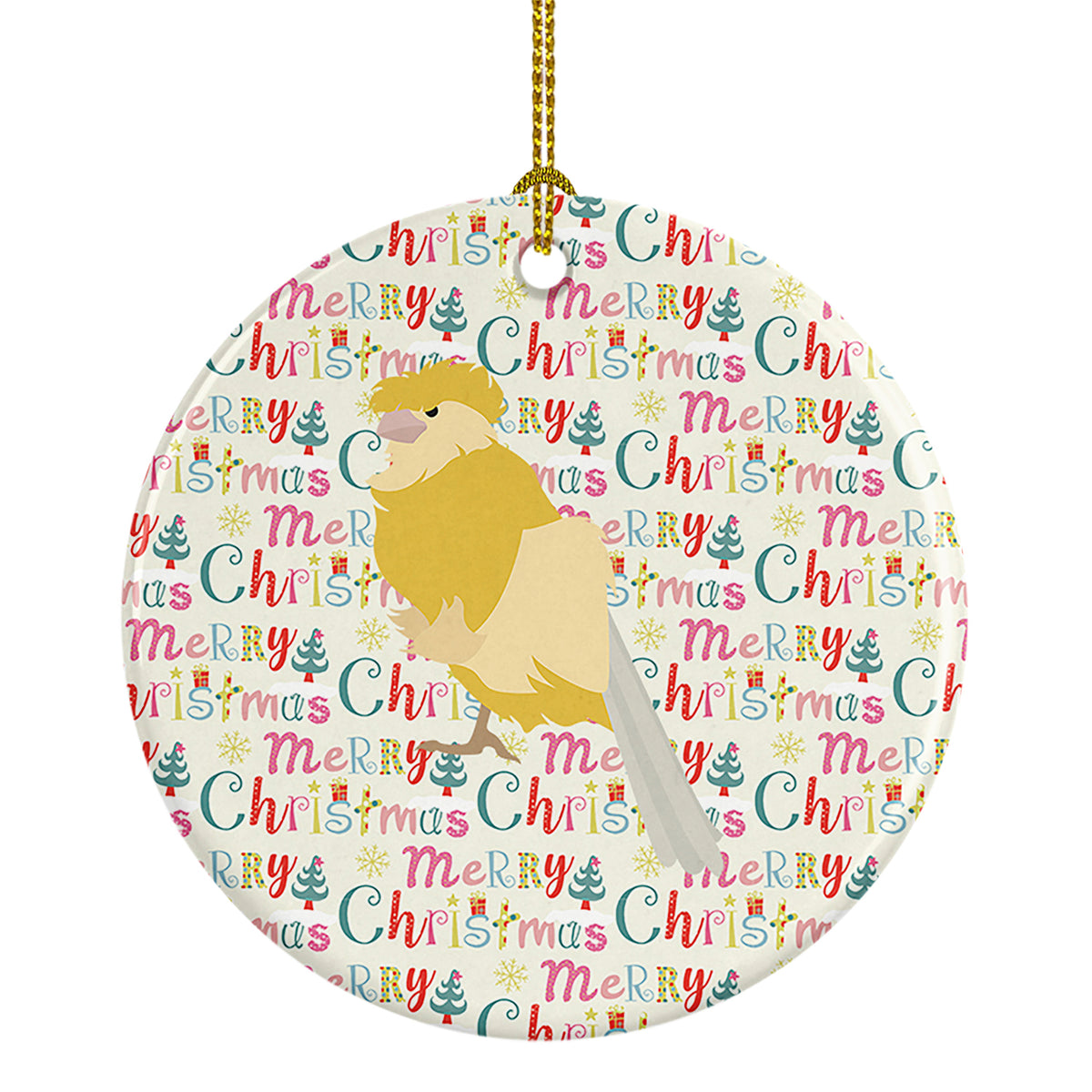 Buy this French Curly Canary Christmas Ceramic Ornament