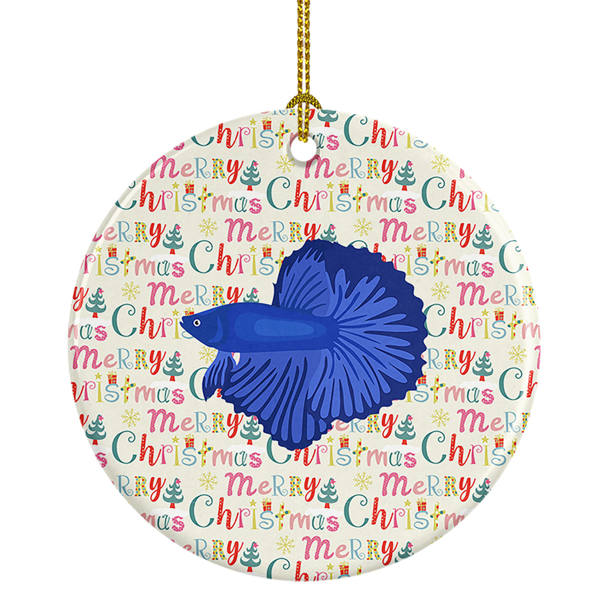 Buy this Delta Tail Betta Fish Christmas Ceramic Ornament