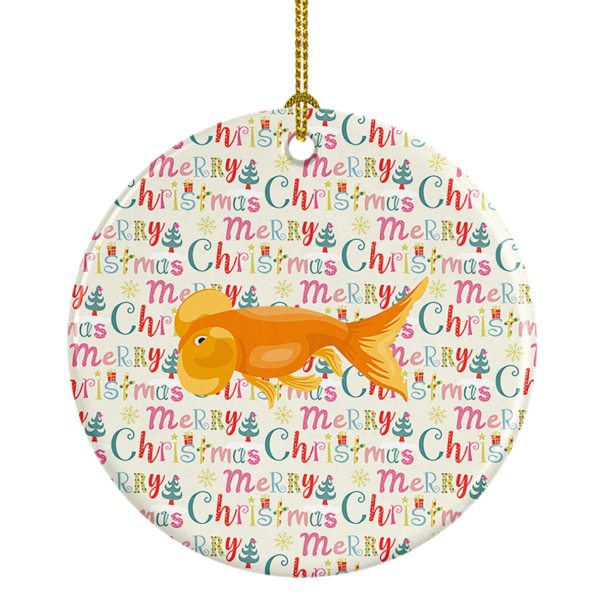 Buy this Bubble Eyed Goldfish Christmas Ceramic Ornament