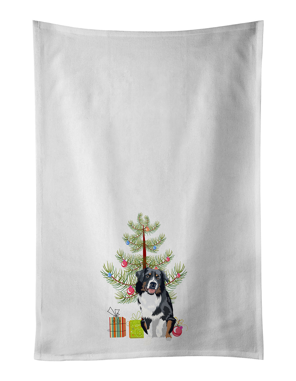 Buy this Australian Shepherd Black Tricolor #1 Christmas White Kitchen Towel Set of 2