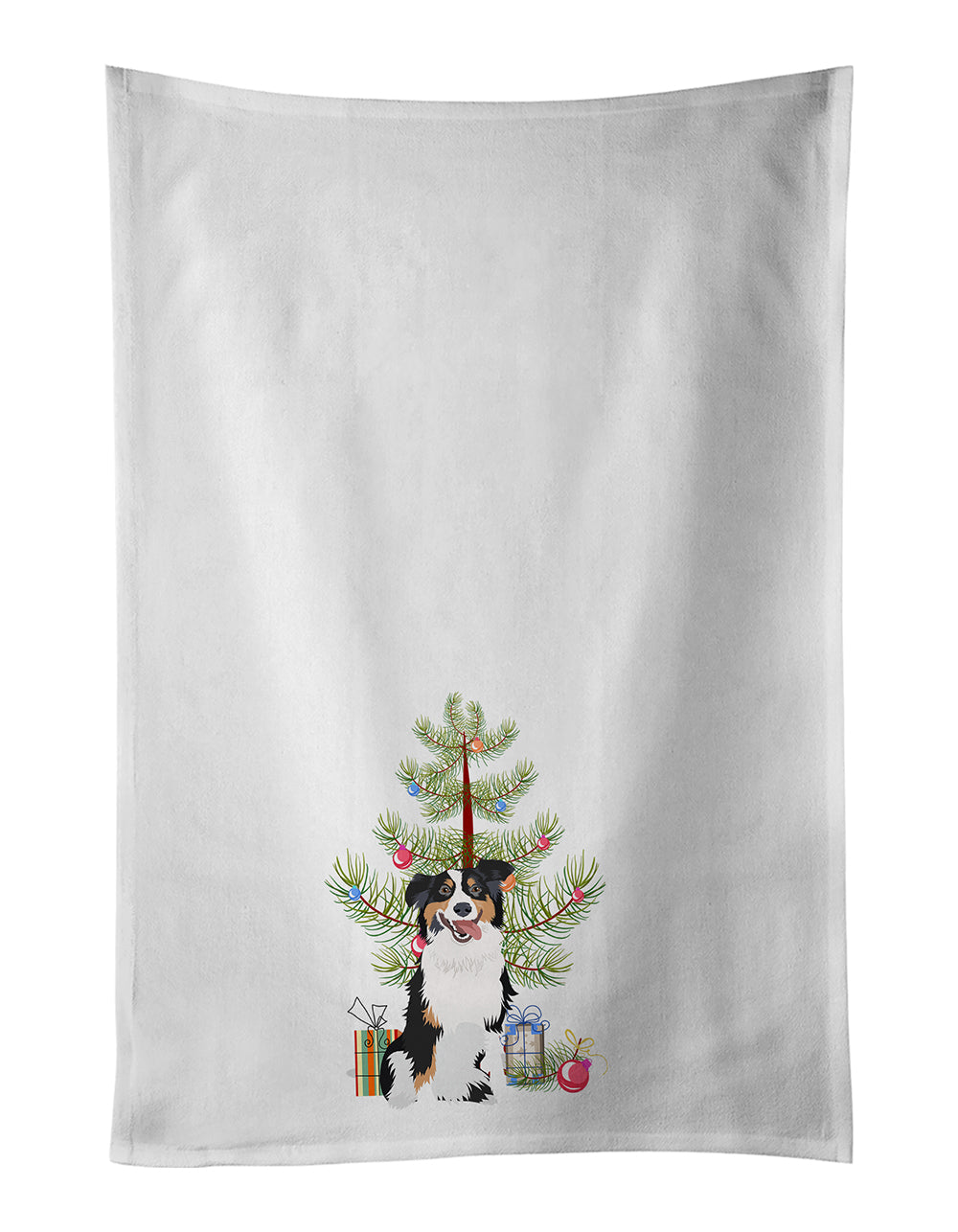 Buy this Australian Shepherd Black Tricolor #2 Christmas White Kitchen Towel Set of 2