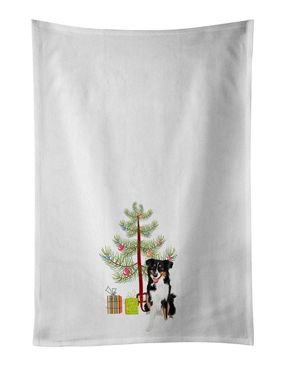 Buy this Australian Shepherd Black Tricolor #3 Christmas White Kitchen Towel Set of 2