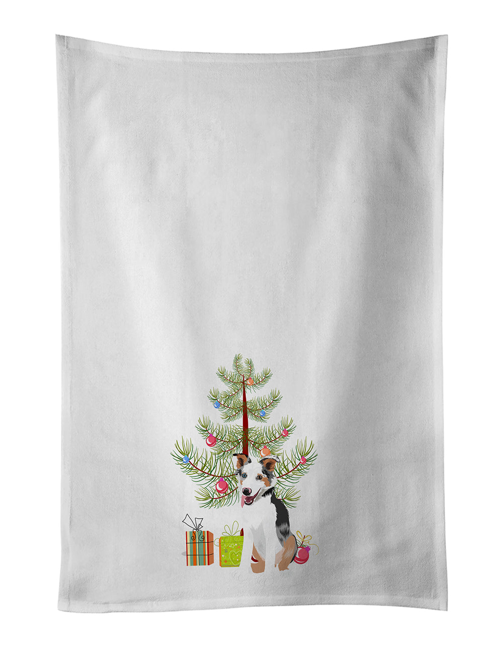 Buy this Australian Shepherd Blue Merle Puppy #2 Christmas White Kitchen Towel Set of 2