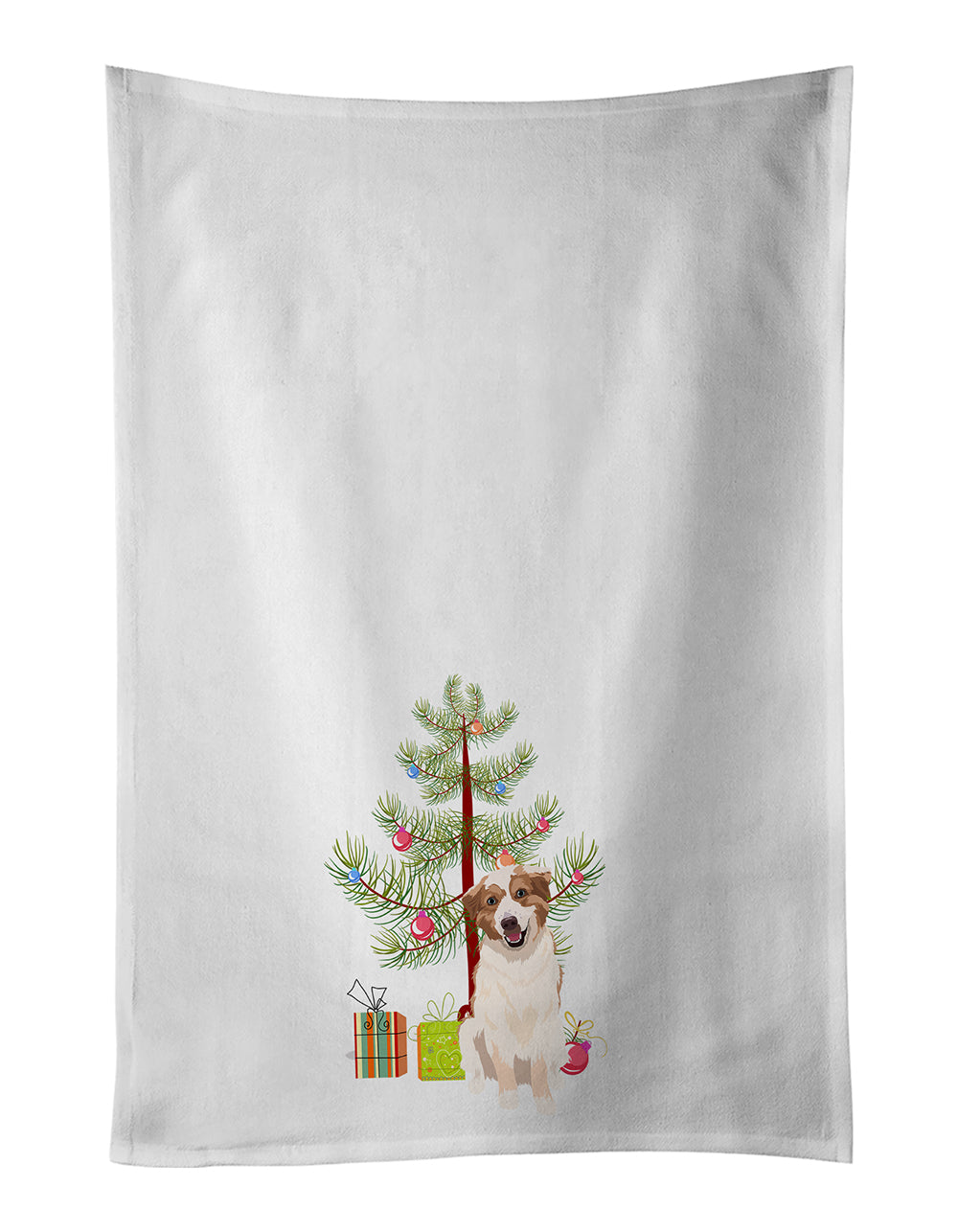 Buy this Australian Shepherd Red and White #1 Christmas White Kitchen Towel Set of 2