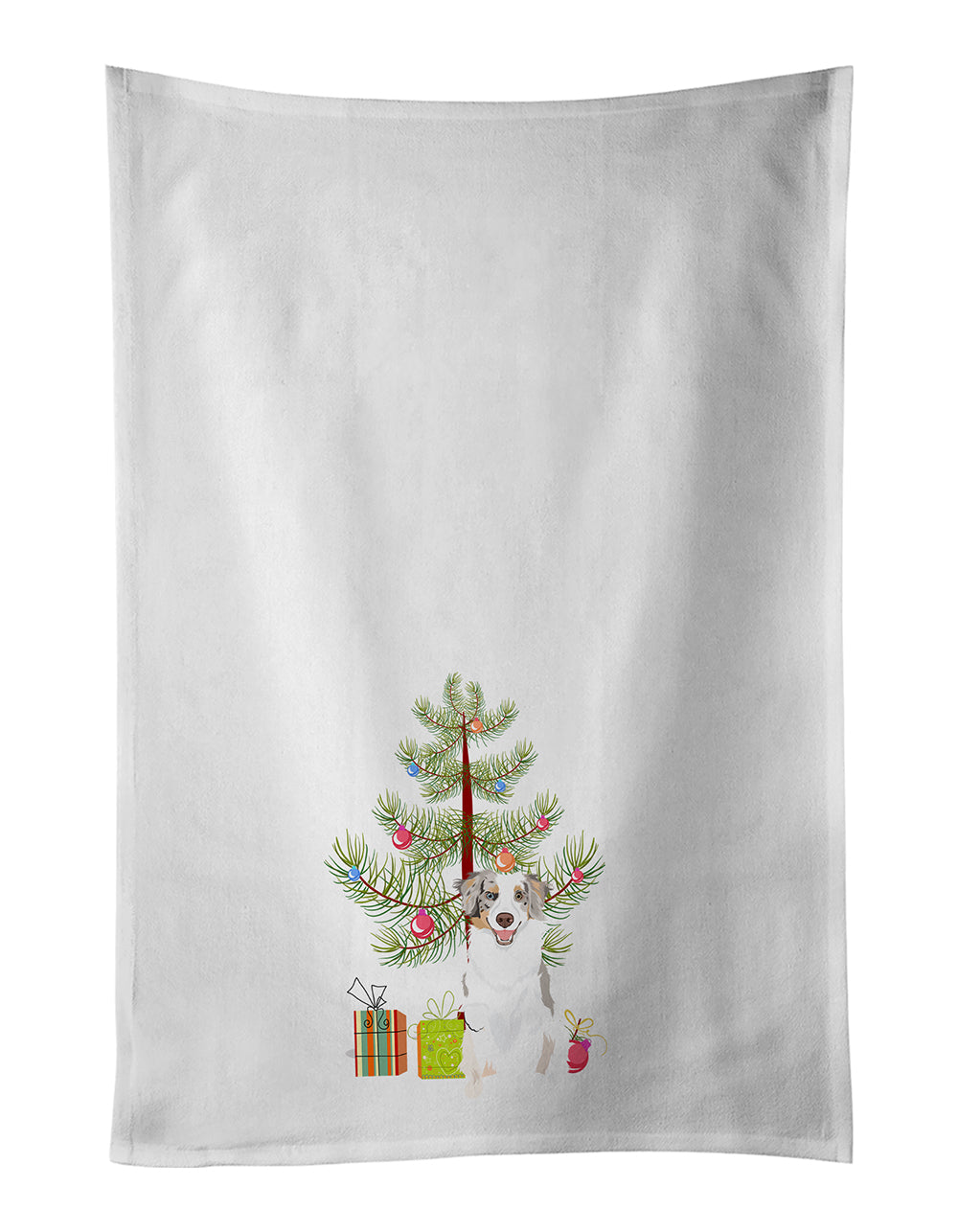 Buy this Australian Shepherd Red Merle Tricolor #1 Christmas White Kitchen Towel Set of 2