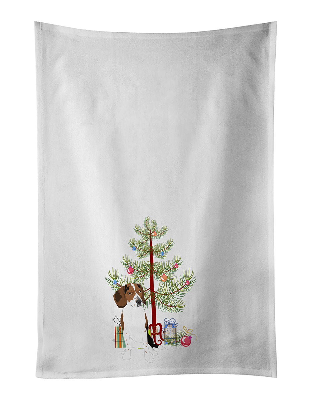 Buy this Beagle Tricolor Red Ticked #2 Christmas White Kitchen Towel Set of 2