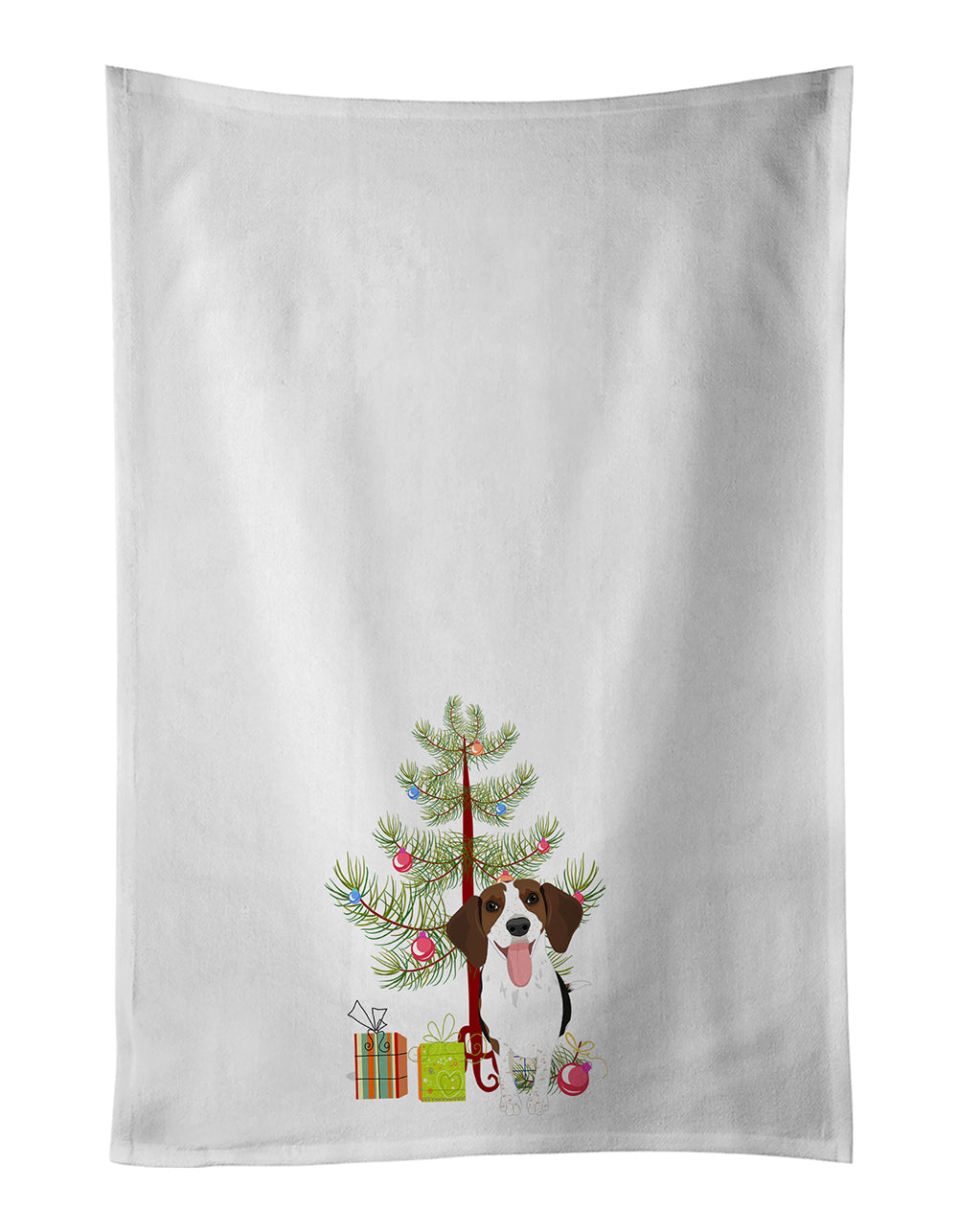 Buy this Beagle Tricolor Red Ticked #3 Christmas White Kitchen Towel Set of 2