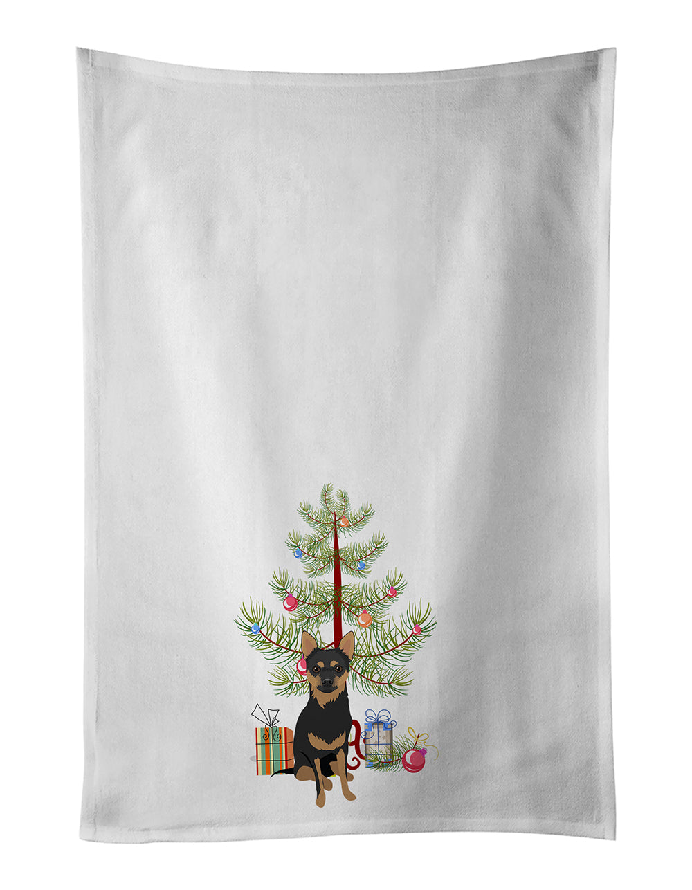 Buy this Chihuahua Black and Tan #1 Christmas White Kitchen Towel Set of 2