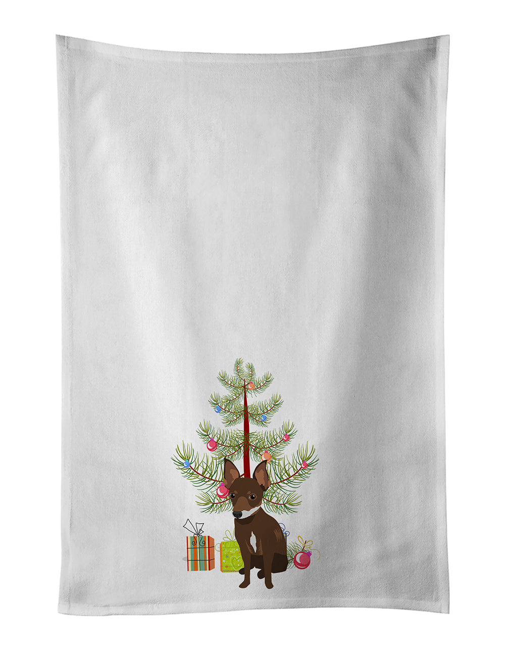 Buy this Chihuahua Chocolate and White #2 Christmas White Kitchen Towel Set of 2