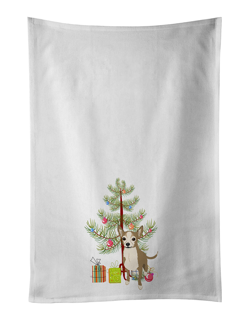 Buy this Chihuahua Silver and Tan Christmas White Kitchen Towel Set of 2