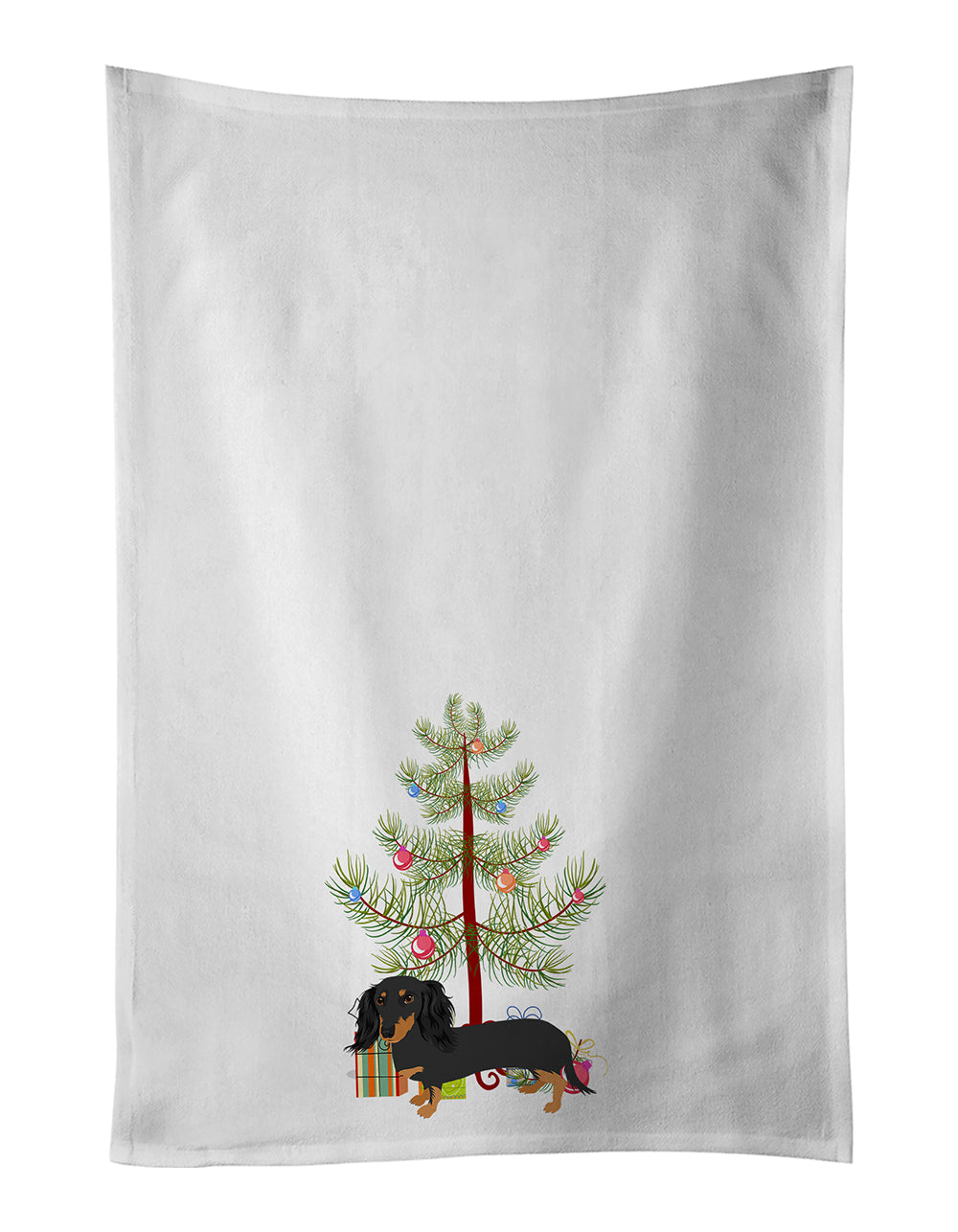 Buy this Dachshund Black and Tan #2 Christmas White Kitchen Towel Set of 2