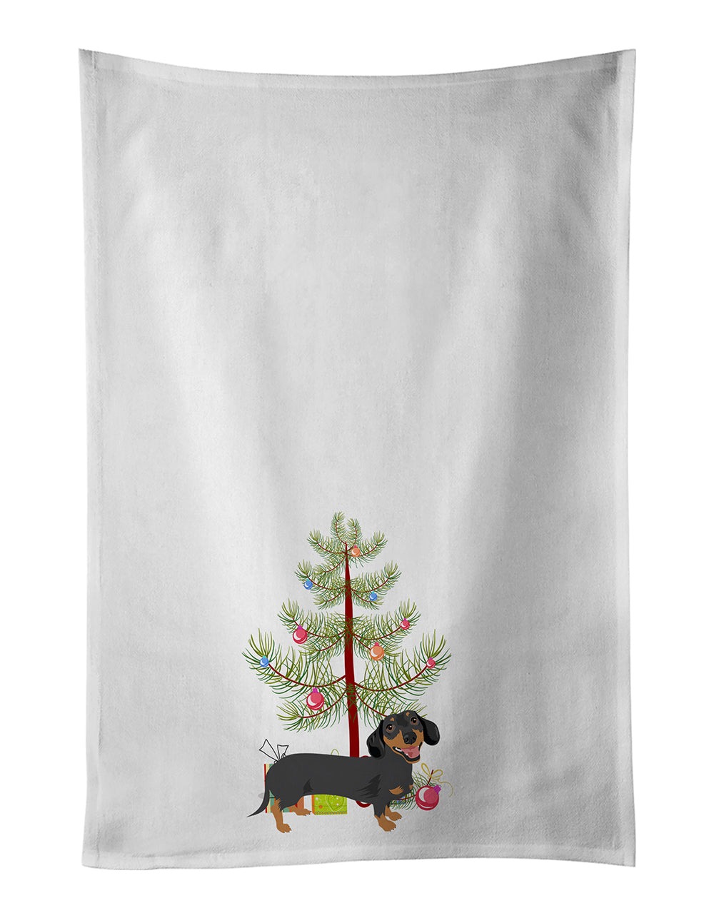 Buy this Dachshund Black and Tan #3 Christmas White Kitchen Towel Set of 2