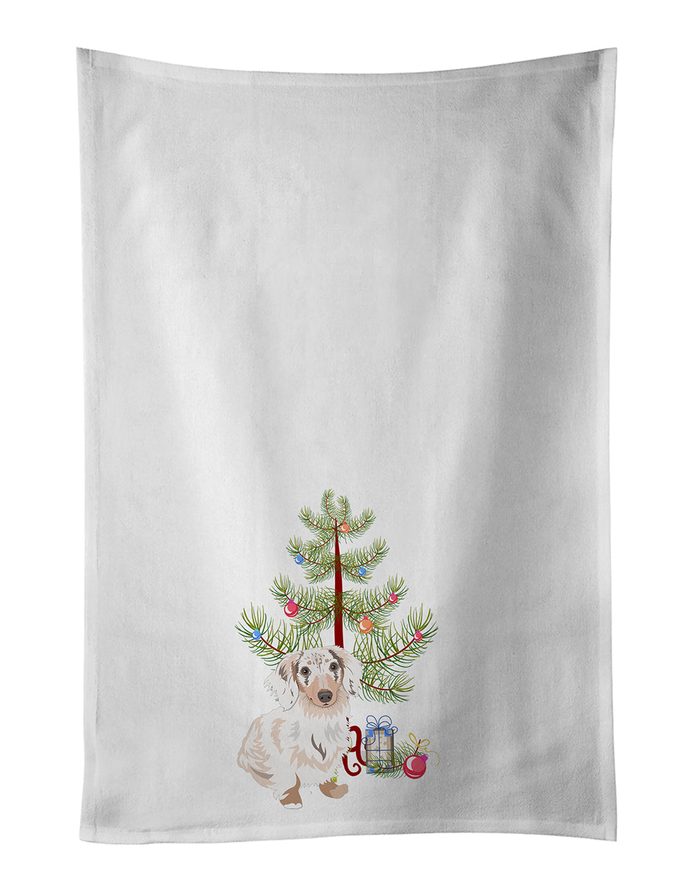 Buy this Dachshund Dapple #2 Christmas White Kitchen Towel Set of 2