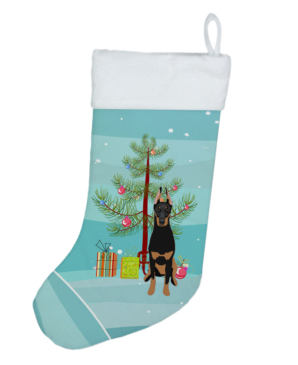 Doberman Pinscher Black and Rust Cropped Ears Christmas Christmas Stocking  the-store.com.