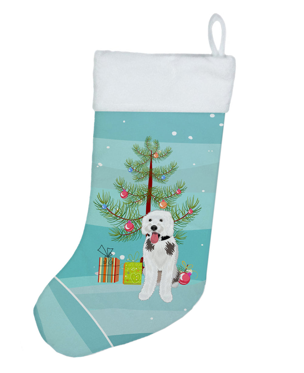 Doodle Silver and White #2 Christmas Christmas Stocking