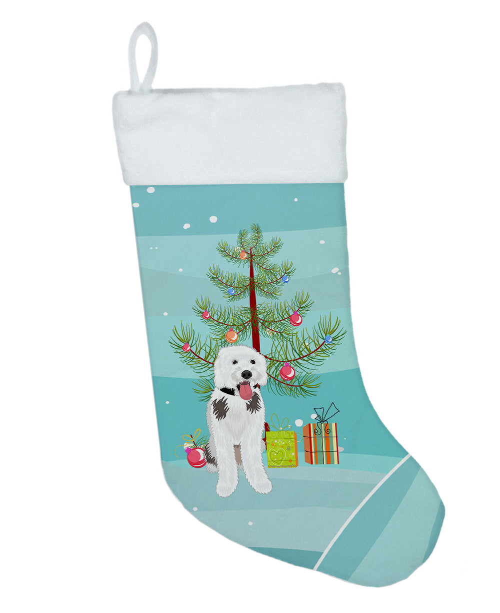 Doodle Silver and White #2 Christmas Christmas Stocking