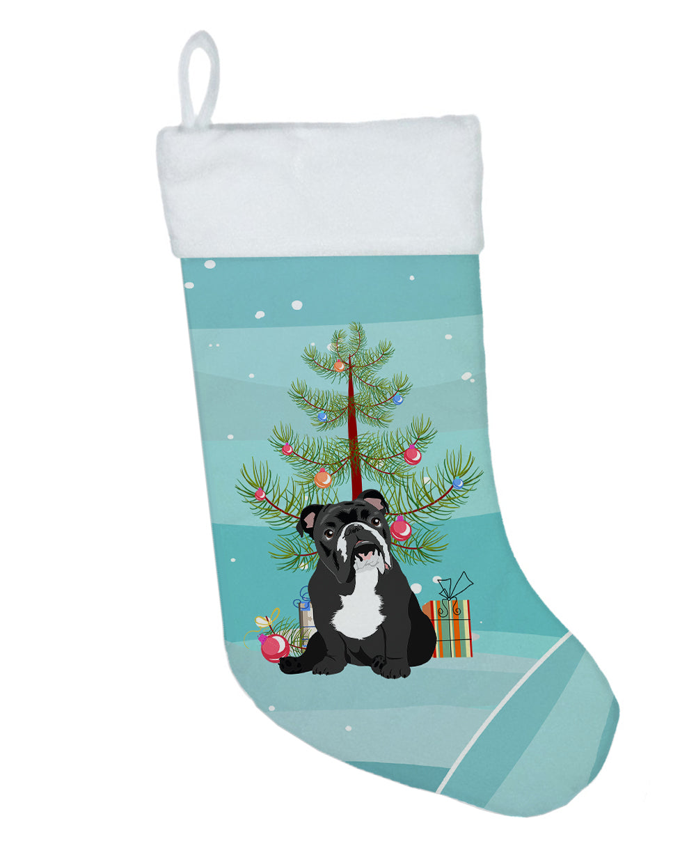 English Bulldog Black and White Christmas Christmas Stocking  the-store.com.