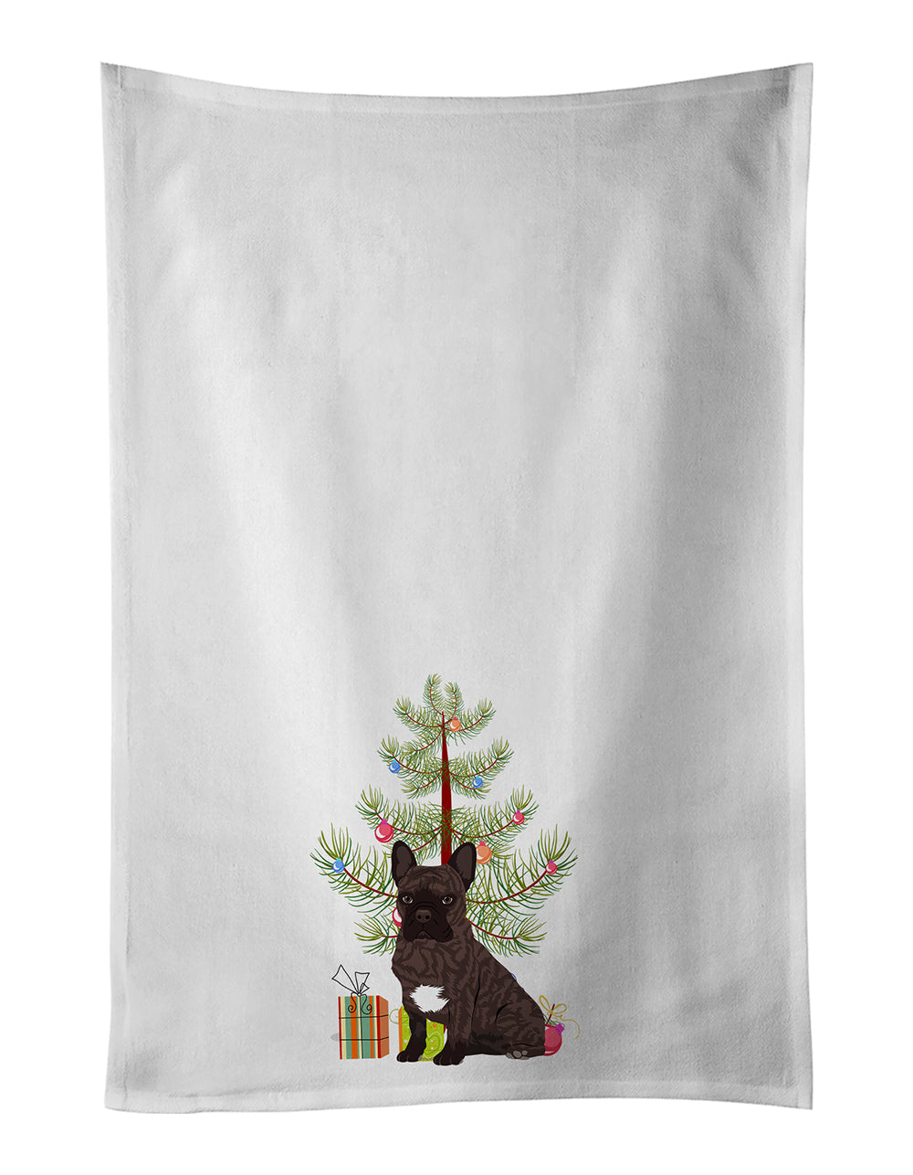 Buy this French Bulldog Brindle #1 Christmas White Kitchen Towel Set of 2