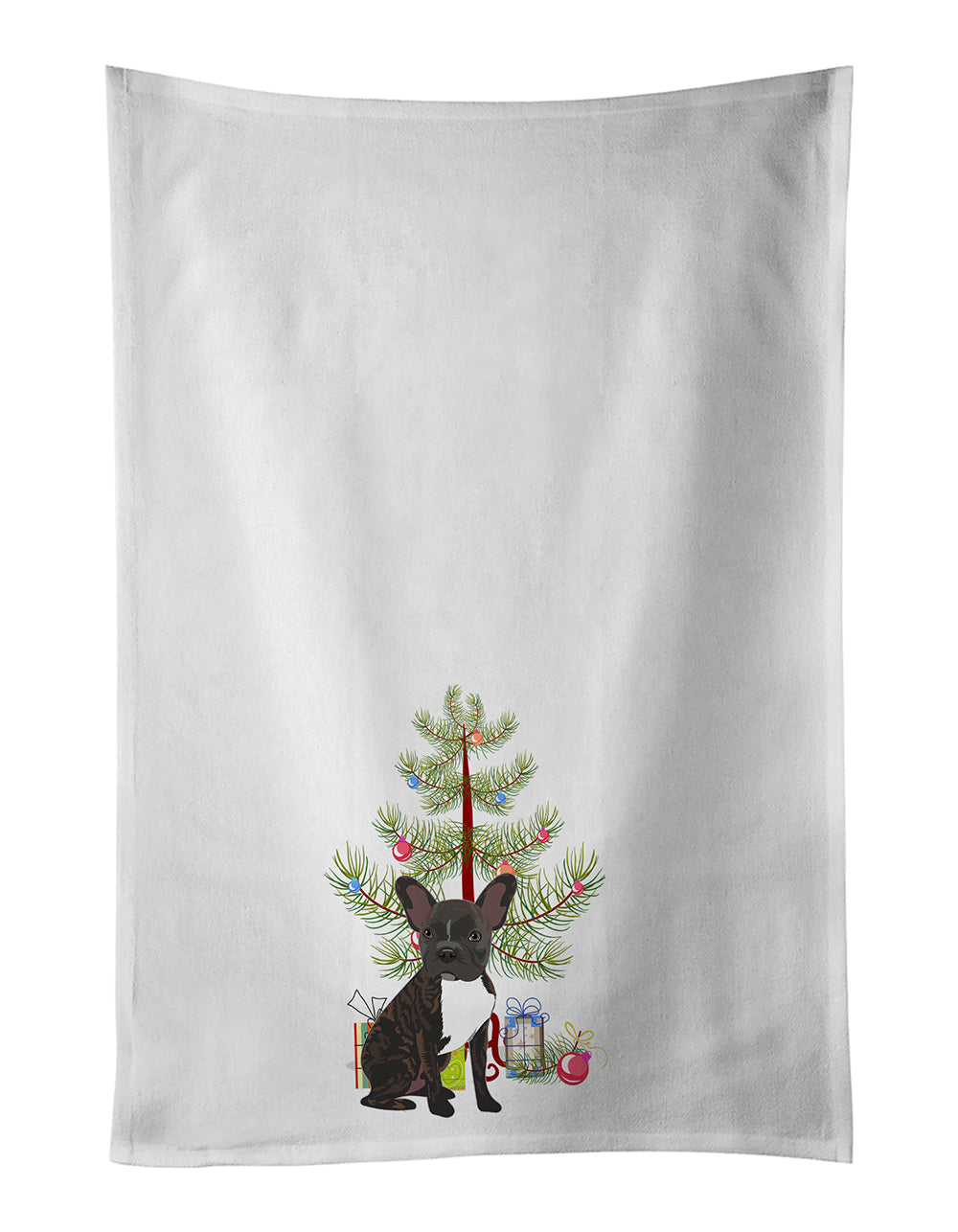 Buy this French Bulldog Brindle #2 Christmas White Kitchen Towel Set of 2